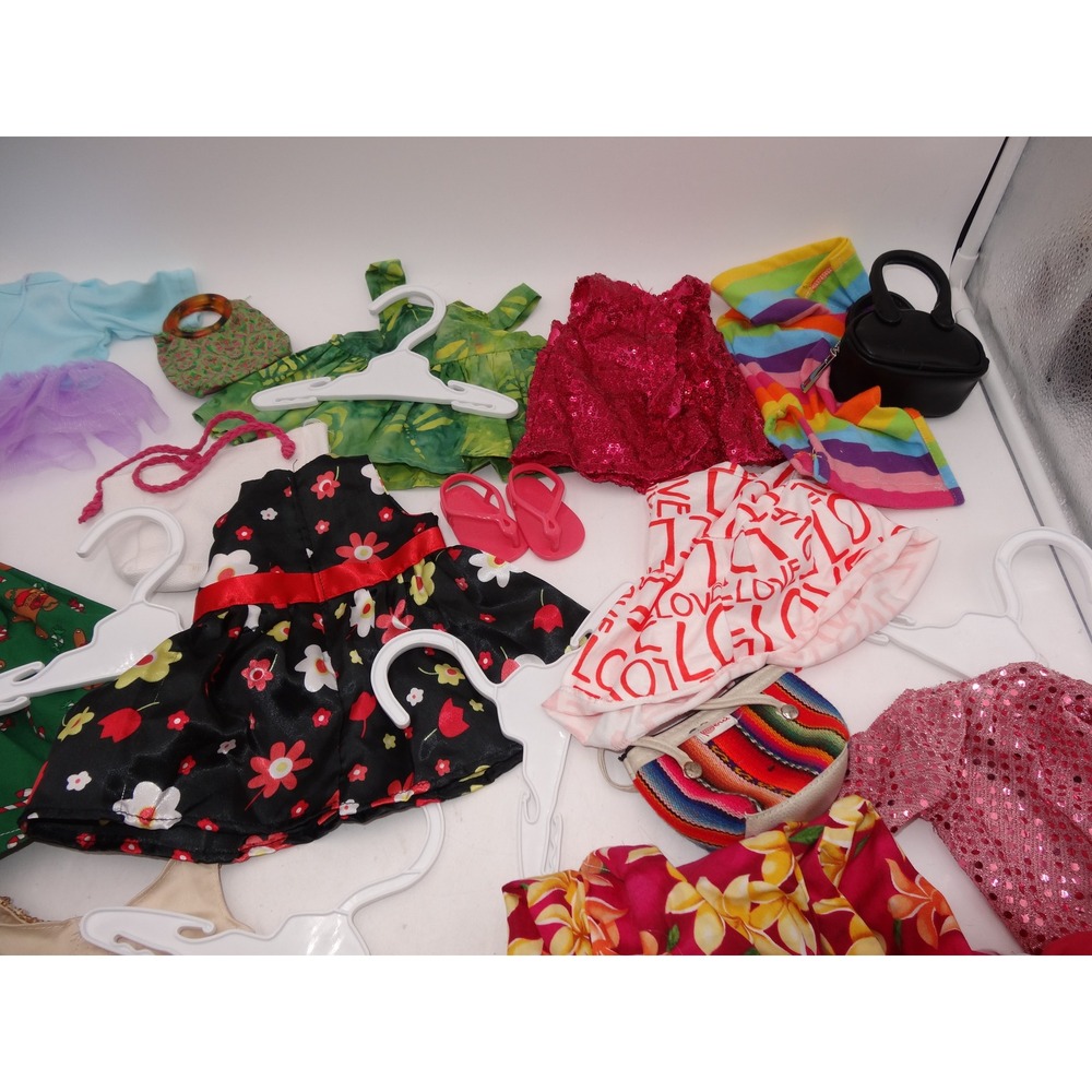 Our Generation Doll Clothes Lot Dresses Shoes Hangers Christmas Hawaii 16 pcs - Picture 9 of 11